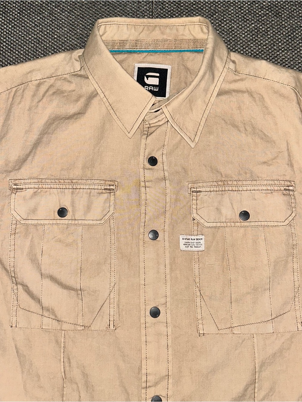 Y2K G-Star Raw Beige Lightweight Military Utility Long Sleeve Shirt